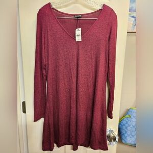 Express red long sleeve t shirt dress top small NEW